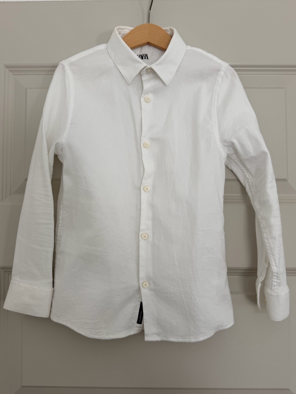 Zara White Long-Sleeve Button-Up Shirt